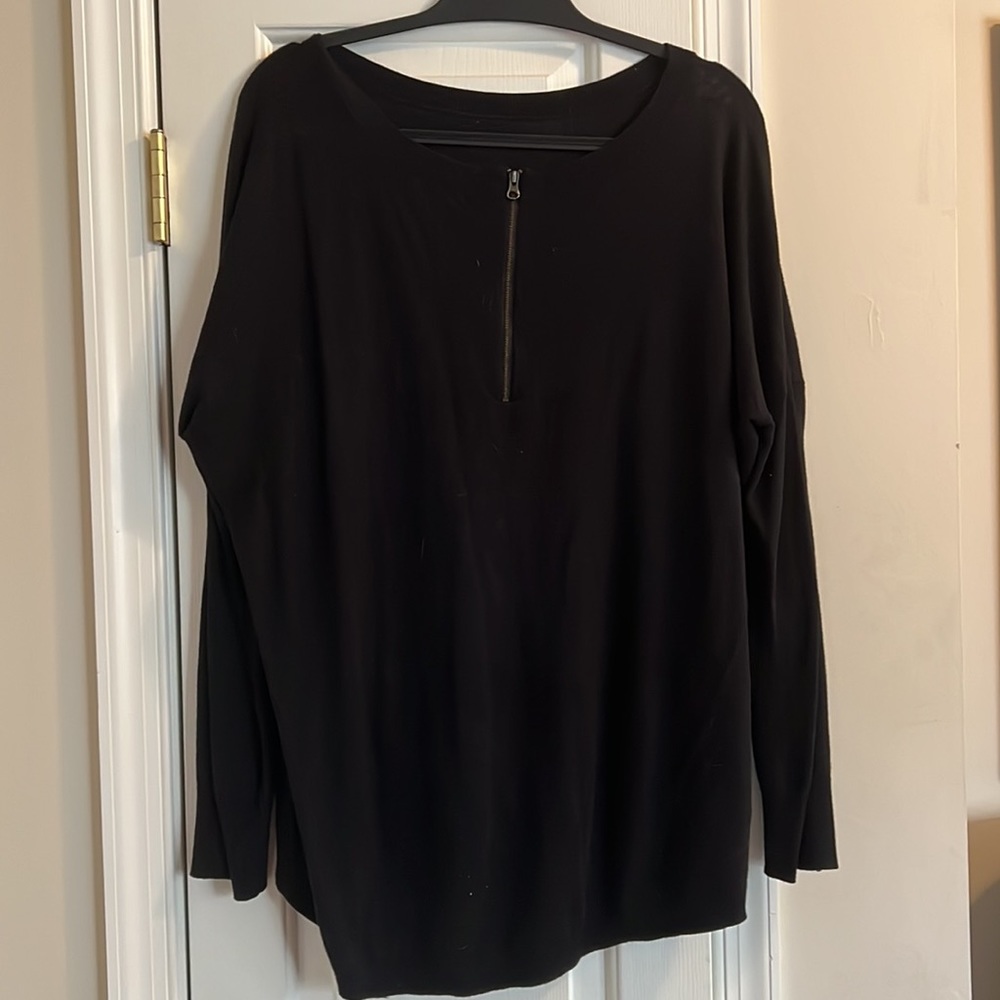 Tissue weight HALOGEN Cotton Zip Back Sweater Tunic! Size Large